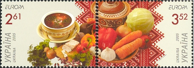 Borschtsch als Briefmarkenblock der Ukraine (2005)