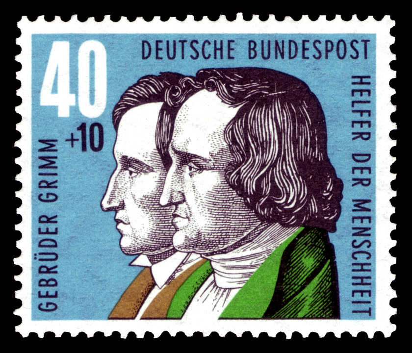 Briefmarke mit einer Abbildung der Brüder Grimm (Wohlfahrtsmarken 1959)