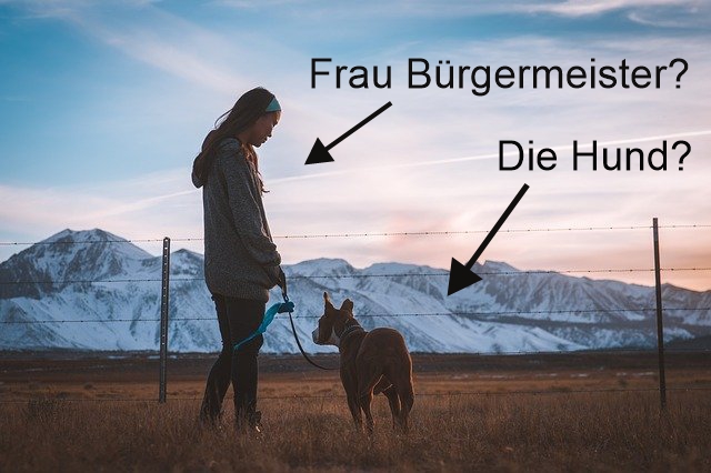 Frau mit Hund; mod.: T. Siever