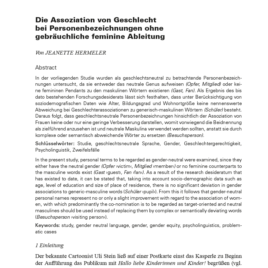 Titel, Abstract und Beginn eines wissenschaftlichen Artikels