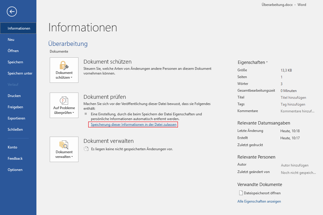 Speicherung persönlicher Informationen wieder zulassen